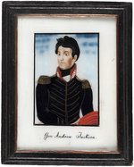 "GEN. ANDREW JACKSON" REVERSE PAINTED GLASS PORTRAIT.
