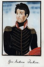 "GEN. ANDREW JACKSON" REVERSE PAINTED GLASS PORTRAIT.