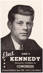 KENNEDY FOR CONGRESS RARE 1946 PRIMARY CAMPAIGN CARD.