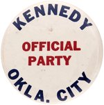 "KENNEDY OFFICIAL PARTY" RARE OKLAHOMA CITY, OK 1960 BUTTON.
