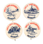 "UNCLE SAM'S DEFENSES" LOT OF FOUR FROM SET ISSUED BY "BENDIX" CORP.