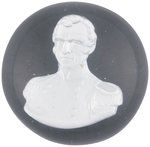 ZACHARY TAYLOR SULFIDE PORTRAIT DOMED GLASS PAPERWEIGHT.