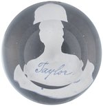 ZACHARY TAYLOR SULFIDE PORTRAIT DOMED GLASS PAPERWEIGHT.