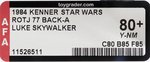 STAR WARS: RETURN OF THE JEDI (1984) - LUKE SKYWALKER 77 BACK-A AFA 80+ Y-NM (GUNNER PHOTO).