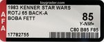 STAR WARS: RETURN OF THE JEDI (1983) - BOBA FETT 65 BACK-A AFA 85 Y-NM+.