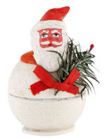 SANTA CLAUS SNOWBALL CANDY CONTAINER.