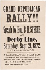GRANT & WILSON 1872 "GRAND REPUBLICAN RALLY" BROADSIDE.