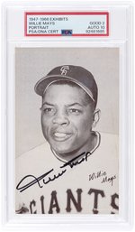 1947-66 EXHIBITS WILLIE MAYS (HOF) PORTRAIT PSA/DNA 2 GOOD AUTOGRAPH 10.