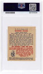 1949 BOWMAN #33 WARREN SPAHN (HOF) PSA/DNA EX 5 MK AUTOGRAPH 8.