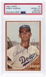 1962 TOPPS #5 SANDY KOUFAX (HOF) PSA/DNA 2.5 GOOD+ AUTOGRAPH 8.
