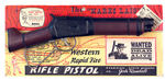 "THE MARES LAIG/WANTED DEAD OR ALIVE" MARX RIFLE PISTOL ON STORE CARD.