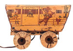 "GENE AUTRY AND CHAMP" WAGON-SHAPED LAMP.