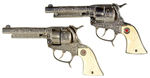 HUBLEY “TEXAN” CAST IRON CAP PISTOL PAIR WITH DOUBLE HOLSTER.