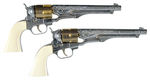 HUBLEY “COLT 45” CAP GUNS IN DOUBLE HOLSTER SET.