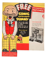 "FREE COMIC VENTRILOQUIST DUMMY" DIE-CUT PREMIUM STORE DISPLAY W/DUMMIES.