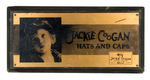 "JACKIE COOGAN HATS AND CAPS" ADVERTISING PLAQUE.