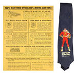 CAPTAIN MARVEL NECKTIE WITH CAPTAIN MARVEL CLUB PREMIUM SHEET.