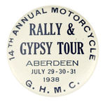 RARE 1938 "RALLY & GYPSY TOUR" MOTORCYCLE BUTTON.