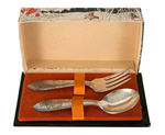 LITTLE RED RIDING HOOD/THREE LITTLE PIGS BOXED BABY SILVERWARE SET.