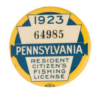 EARLY PENNSYLVANIA RESIDENT FISHING LICENSE.