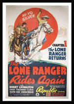 "THE LONE RANGER RIDES AGAIN" LINEN-MOUNTED ONE-SHEET MOVIE POSTER.