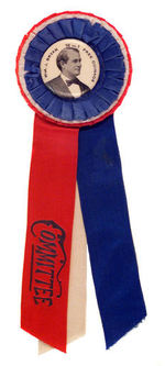 "COMMITTEE" RIBBON BADGE WITH 1896 BRYAN "FREE COINAGE" 1.25" BUTTON.