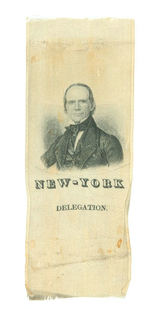 HENRY CLAY "NEW YORK DELEGATION" UNLISTED 1844 SILK RIBBON.