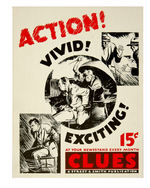 “CLUES-A STREET & SMITH PUBLICATION” ADVERTISING SIGN.