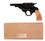 TOM MIX EARLIEST VERSION PREMIUM WOOD GUN WITH BOX AND CARD.