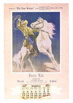 RARE "THE LONE RANGER" 1940 ADVERTISING CALENDAR