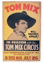 "TOM MIX CIRCUS" 1937 CARDBOARD POSTER.