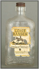 "LONE RANGER STRAIGHT WHISKEY" FULL PINT BOTTLE/SHOT GLASS.