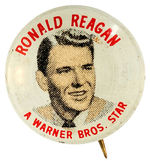 "RONALD REAGAN/A WARNER BROS. STAR" QUAKER CEREAL BUTTON