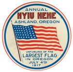 WWI BUTTON FOR “UNFURLING OF THE LARGEST FLAG IN OREGON.”