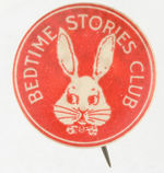 PETER RABBIT "BEDTIME STORIES CLUB" MEMBER BUTTON.