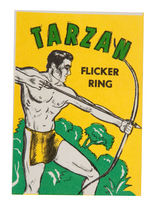 "TARZAN" FLICKER/FLASHER RING SET AND VENDING CARD.