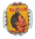 "TARZAN" FLICKER/FLASHER RING SET AND VENDING CARD.