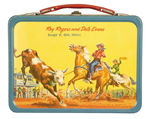 "ROY ROGERS AND DALE EVANS DOUBLE R BAR RANCH" METAL LUNCH BOX WITH THERMOS.