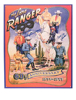 LONE RANGER DOUBLE-SIGNED LIMITED EDITION EMBOSSED TIN SIGN.