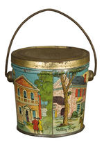 PATRIOTIC TIN CANDY PAIL.