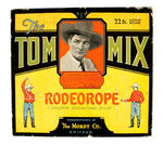 "TOM MIX RODEO ROPE" BOXED WITH INSTRUCTIONS AND SPINNING WEIGHT.