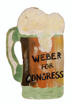 ILLINOIS 1932 DEMOCRATIC CANDIDATES ANTI-PROHIBITION TWO-SIDED BEER MUG SIGN.