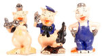 EXCEPTIONAL THREE LITTLE PIGS CERAMIC BANK SET