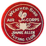 "JIMMIE ALLEN FLYING CLUB WEATHER-BIRD AIR CORPS" PATCH W/ FLYING CLUB BOOKLETS.