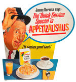 JIMMY DURANTE "KELLOGGS CORN FLAKES" DIE-CUT RESTAURANT PROMO SIGN.