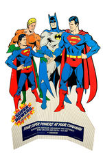 "SUPER POWERS COLLECTION" VIDEO RELEASE PROMOTIONAL STANDEE/DISPLAY.