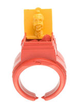 HOWDY DOODY "POLL PARROT" JACK-IN-THE-BOX RING W/YELLOW TOP.