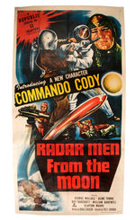 "RADAR MEN FROM THE MOON" LINEN-MOUNTED 3-SHEET POSTER.