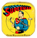 “SUPERMAN DIME REGISTER BANK.”