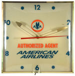 “AMERICAN AIRLINES/AUTHORIZED AGENT” SQUARE LIGHTED CLOCK.